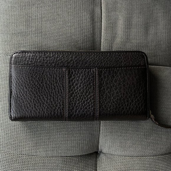 Coach Pebbled Leather Zip Wallet Dark brown - Picture 3 of 5